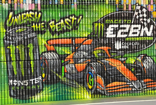 mural moster energy graffiti latas recicladas belgrado